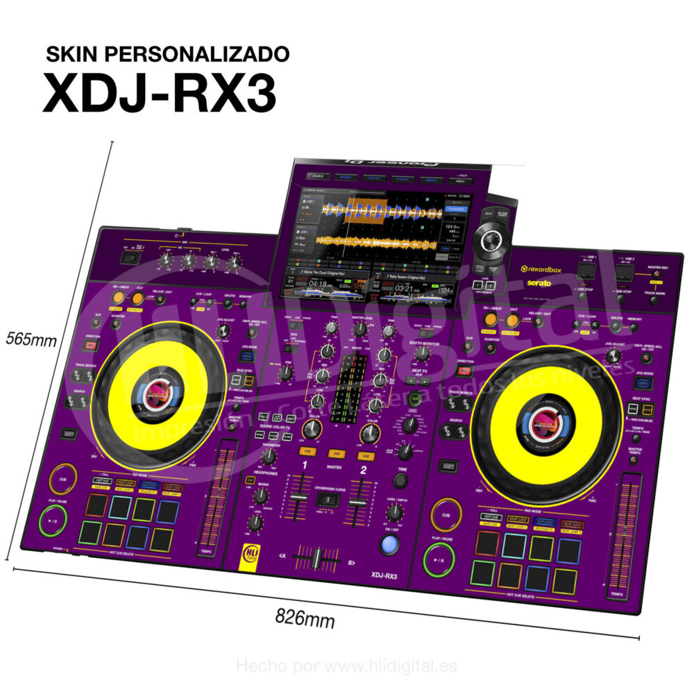 Skin bicolor para controladora XDJ-RX3 acabado en purple