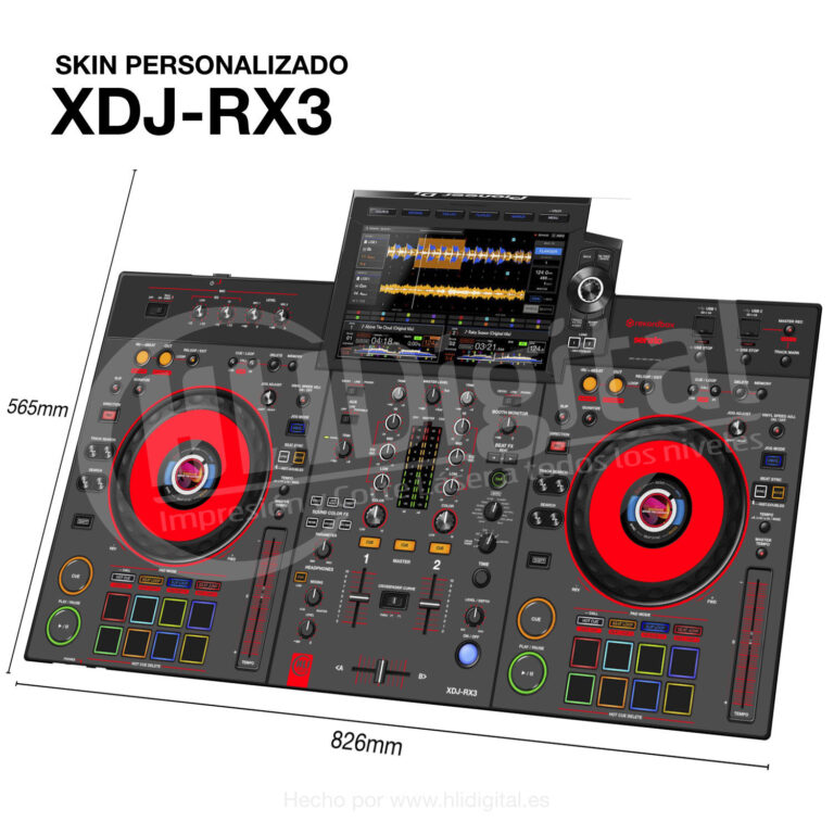 Skin bicolor para controladora XDJ-RX3 acabado en red