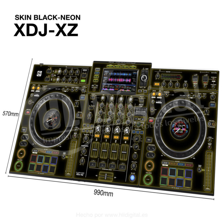 Skin black-neon para controladora XDJ-XZ acabado en amarillo