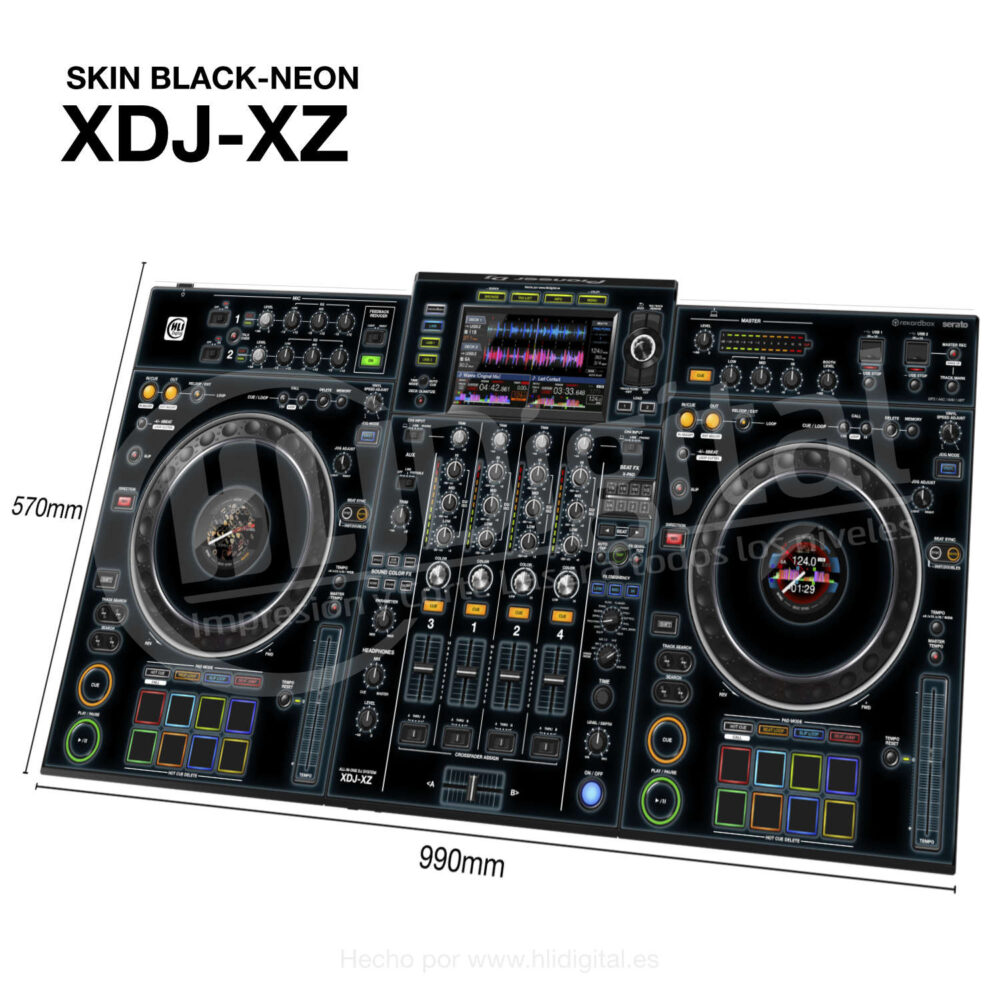 Skin black-neon para controladora XDJ-XZ acabado en azul