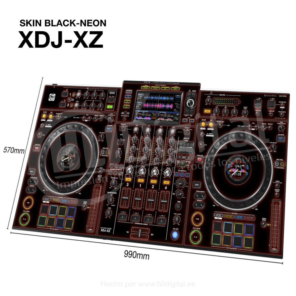 Skin black-neon para controladora XDJ-XZ acabado en rojo