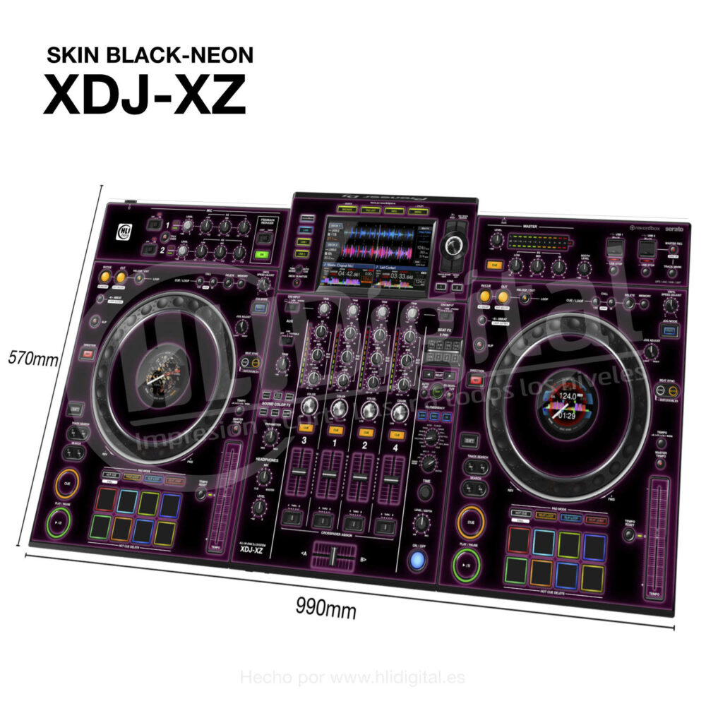 Skin black-neon para controladora XDJ-XZ acabado en rosa