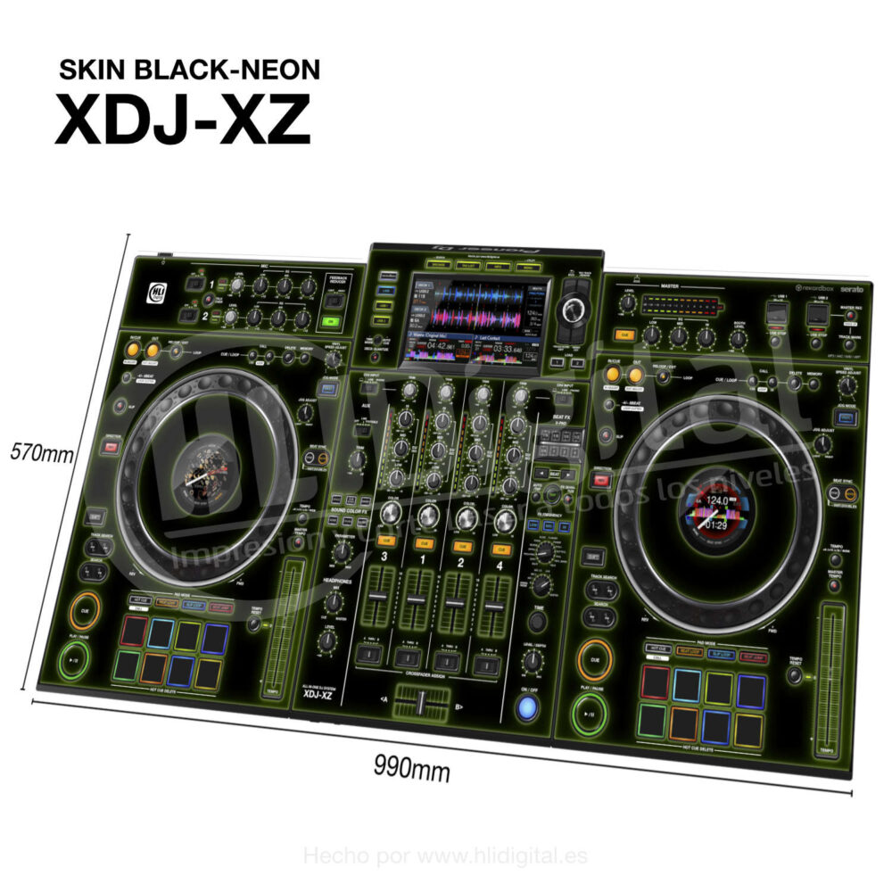 Skin black-neon para controladora XDJ-XZ acabado en verde