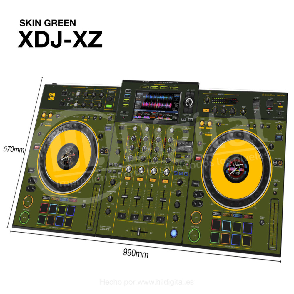 Skin bicolor para controladora XDJ-XZ acabado en verde militar