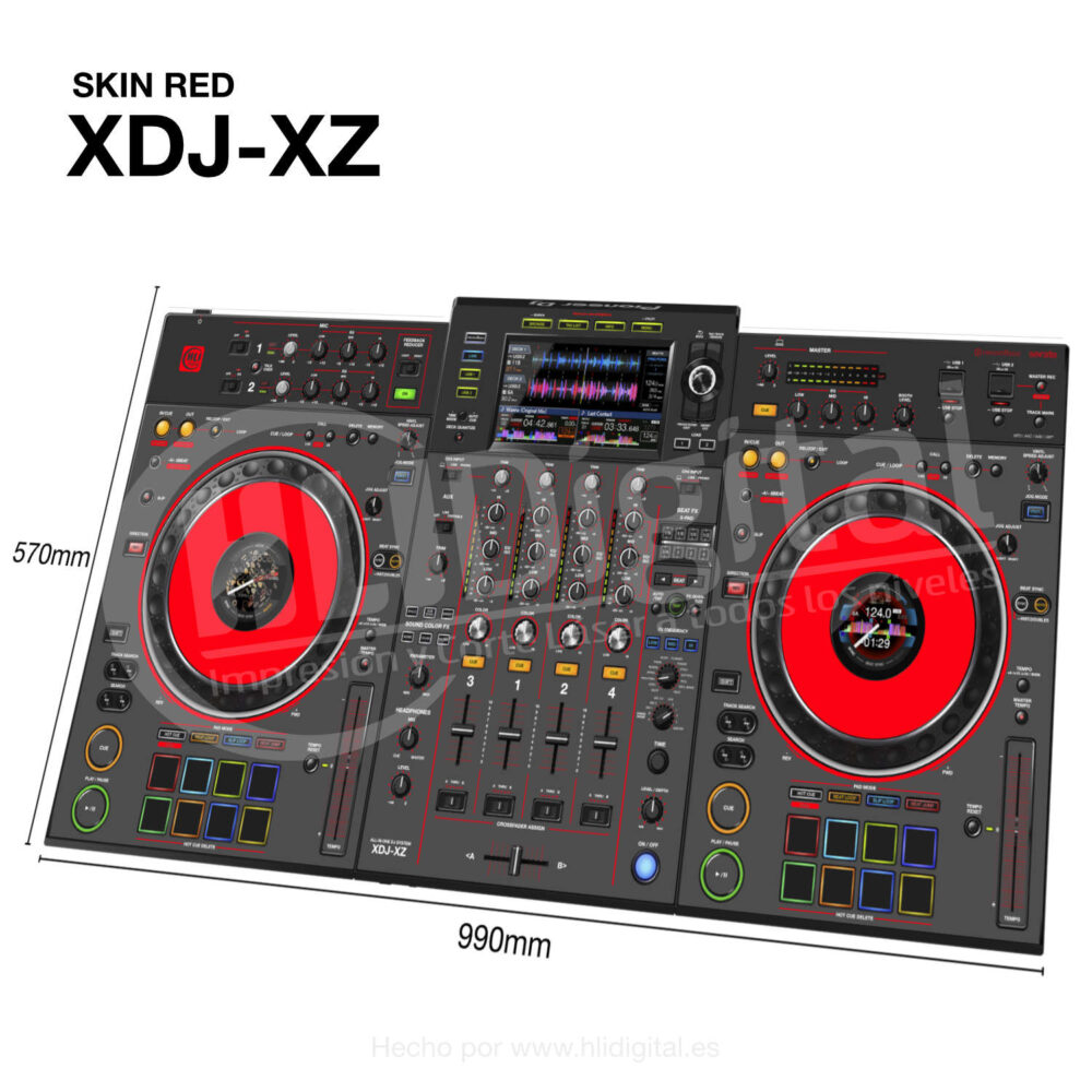 Skin bicolor para controladora XDJ-XZ acabado en red