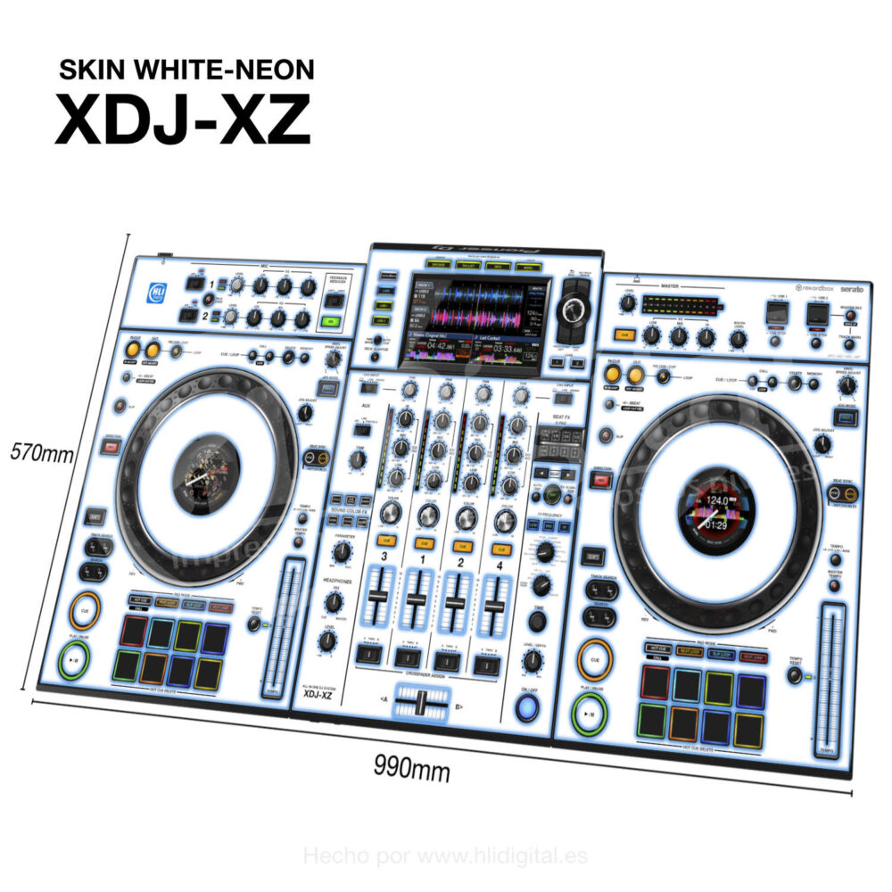 Skin white-neon para controladora XDJ-XZ acabado en azul