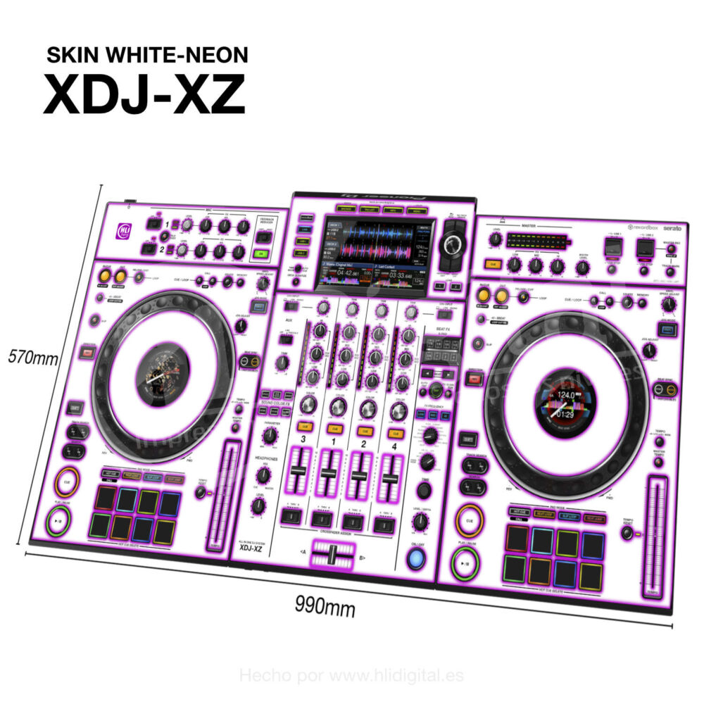 Skin white-neon para controladora XDJ-XZ acabado en morado