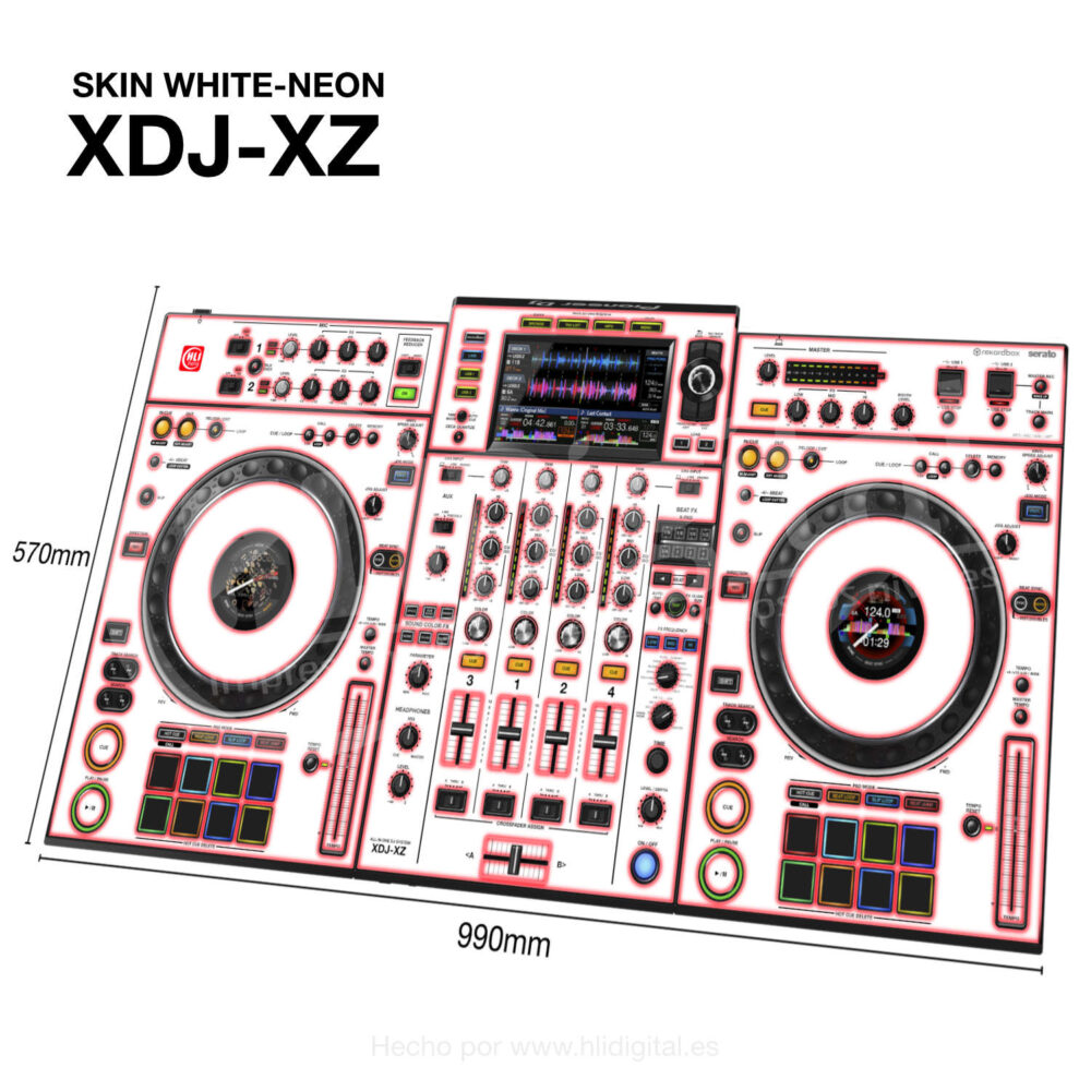 Skin white-neon para controladora XDJ-XZ acabado en rojo