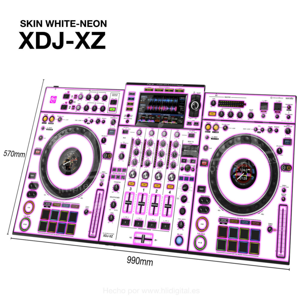 Skin white-neon para controladora XDJ-XZ acabado en rosa